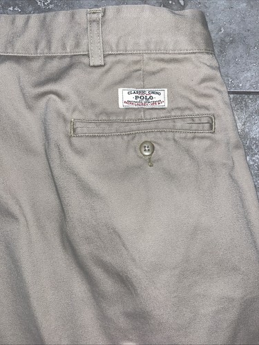 Vintage Polo Ralph Lauren Andrew Pants Mens 38x29 Beige Pleated Chinos 90s Dad - Picture 4 of 16