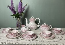 Service à café en porcelaine de Sarreguemines modèle Minton Rose  XXe
