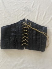 Black Corset Belt Women SizeS Lace up Goth Fairy vamp gold lace