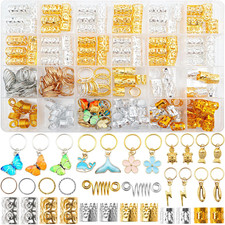 245PCS Luxurious Gold Hair Jewelry - Dreadlock Accessories, Beads for Braids, Lo