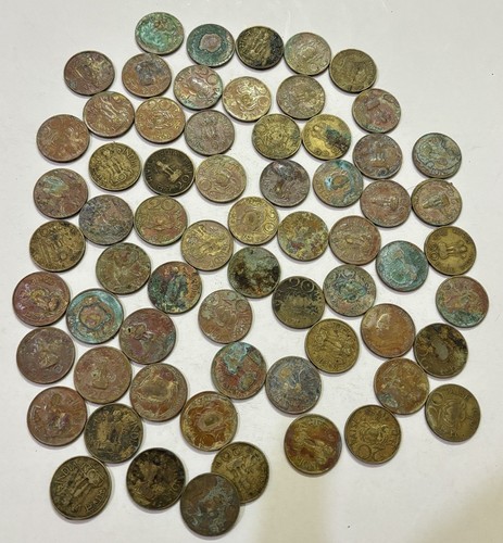 1968-1971 India Republic 20 Paise Aluminium Bronze Coins 65 Collectible LOT