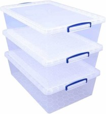 Really Useful Box Nestable Plastic Storage 43 Litre Clear (Pack of 3) READ DESCR