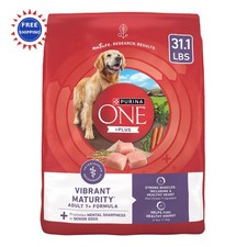 Purina ONE High Protein Senior Dry Dog Food 31.1 lb Bag Plus Vibrant Maturity 2.41 per pound