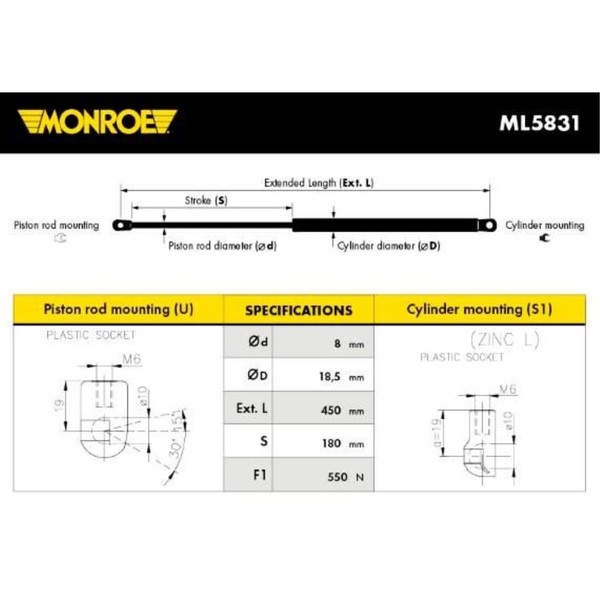 Monroe Gasfeder DäMpfer Heckklappe FüR VW Passat Variant 3C5 2.0 TDI 16V ML5831-image