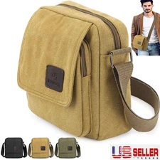 USA Vintage Canvas Crossbody Bag Portable School Satchel Messenger Shoulder Men
