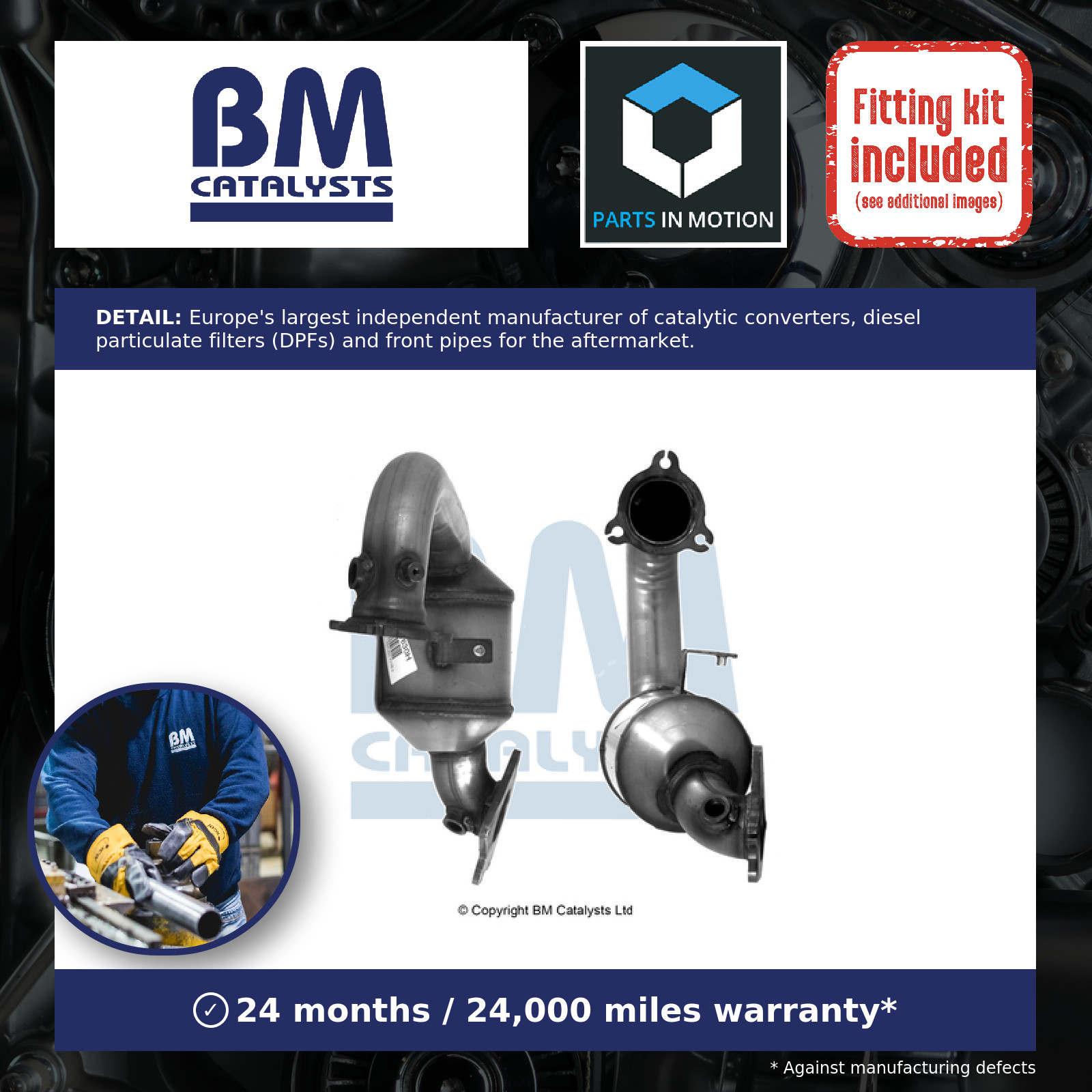 Catalytic Converter Type Approved + Fitting Kit Front BM91630HK BM Catalysts New