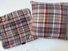 PAIR Vintage Ralph Lauren PLAID DECORATIVE Pillow  SHAM Yellow Green Blue Red