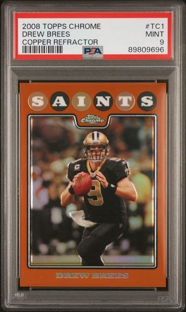 2008 TOPPS CHROME COPPER REFRACTOR TC1 DREW BREES PSA 9 HOF COLOR MATCH /425