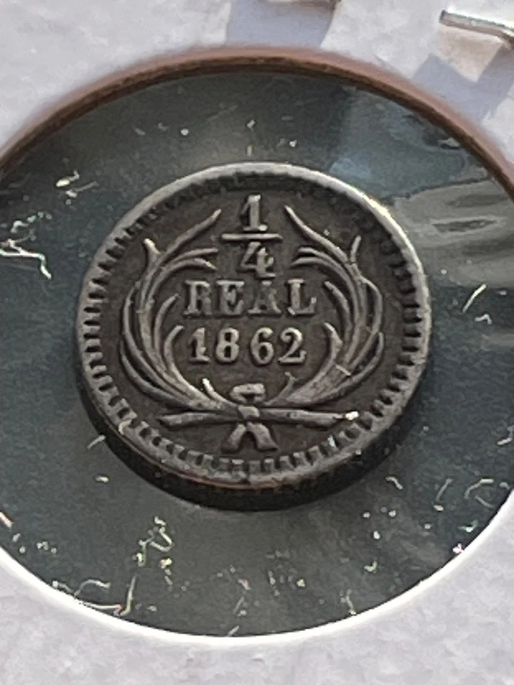 Guatemala 1862 Silver 1/4 Real Lion SCARCE - Image 2 of 4