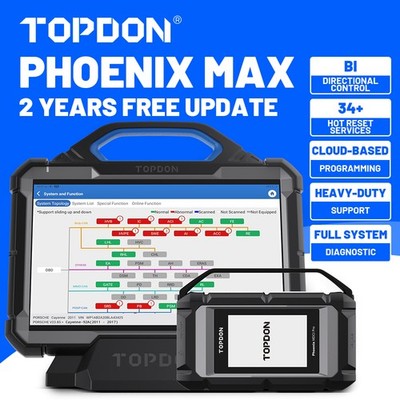 TOPDON Phoenix Max OBD2 Scanner Online Programming Topology ECU Coding CAN FD 2Y