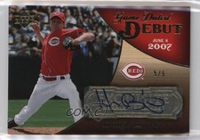 2007 Upper Deck Exquisite Rookie Signatures Gold 5/5 Homer Bailey Auto 0o48