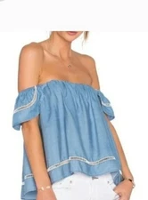 Lovers & Friends Women's Size Xs Top REVOLVE Life's a Beach Denim Top