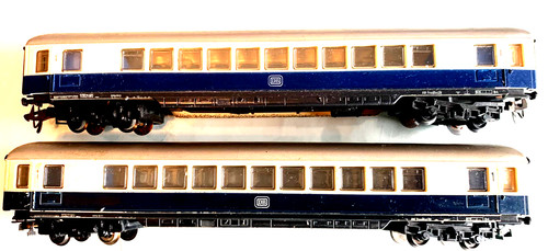 VINTAGE HORNBY MECCANO ACHO DB 7445 BLAU 1. KLASSE REISEBUSSE X 2 GEBRAUCHT | Zustand: Used