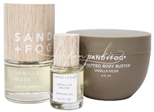 Sand + Fog Vanilla Musk Perfume Oil 1.7oz  Whipped Body Butter Lotion 8oz 3p Set