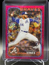 Darius Vines 2024 Topps Chrome Magenta Speckle Refractor #185/350 (RC) - Braves