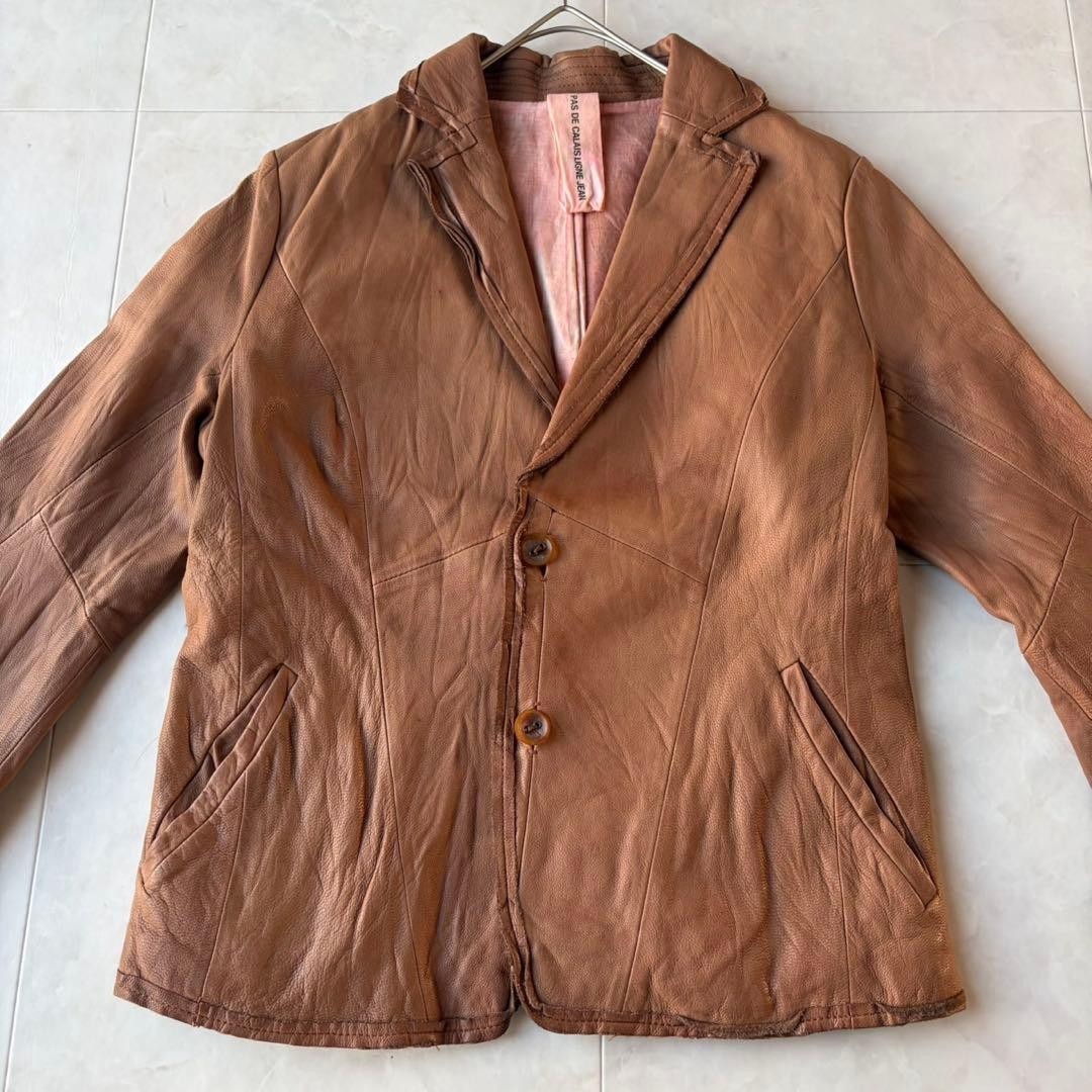 Pas de Calais Leather Tailored Jacket Brown Exc Size 38 Used From Japan
