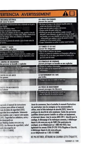 Lincoln Electric 9SS20601-5 WARNING DECAL S20601-5 Sticker - Picture 8 of 8