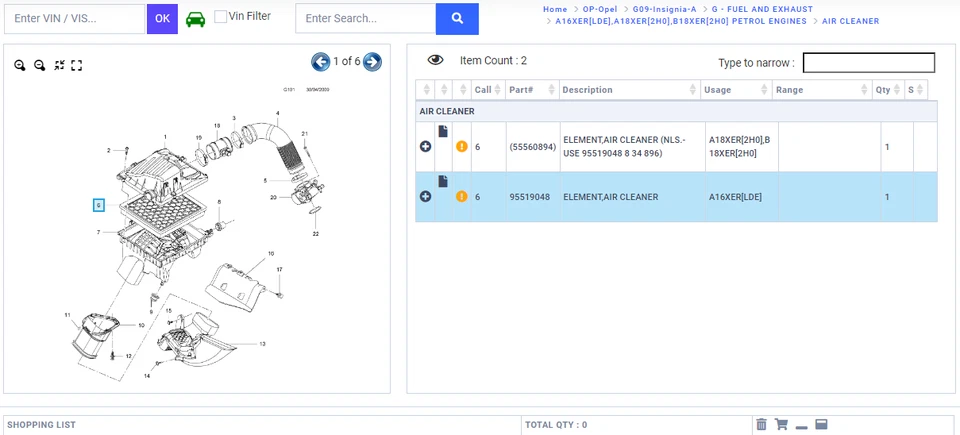 GENUINE VAUXHALL INSIGNIA A 1.6 1.8 PETROL AIR CLEANER FILTER 95519048 2009-2017 - Image 2 of 4