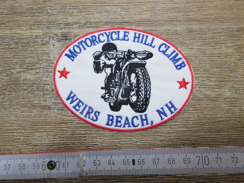 Patch Motorcycle Hill Climbing Weirs Beach Nh USA Vintage Bikes Est. 1916 Bobber