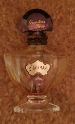 Vintage Guerlain Shalimar Glass Perfume Bottle France  - almost empty