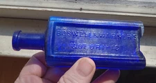 BOSWELL & WARNER'S COLORIFIC 1870s COBALT BLUE HAIR COLOR BOTTLE BIG CHIP AS IS