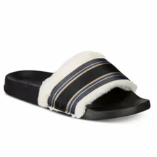 INC International Concepts INC Faux-Fur Varsity Slide Slippers Size XL (11-12)