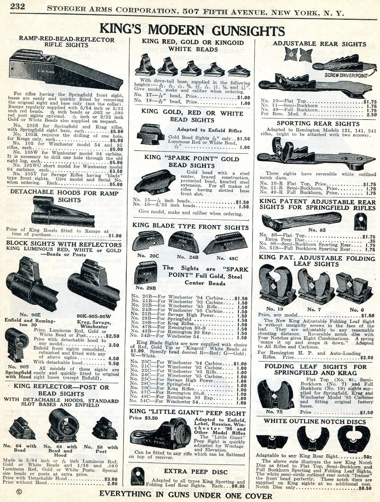 1939 Print Ad of King Front & Rear Rifle Pistol Revolver Gun Sights 
