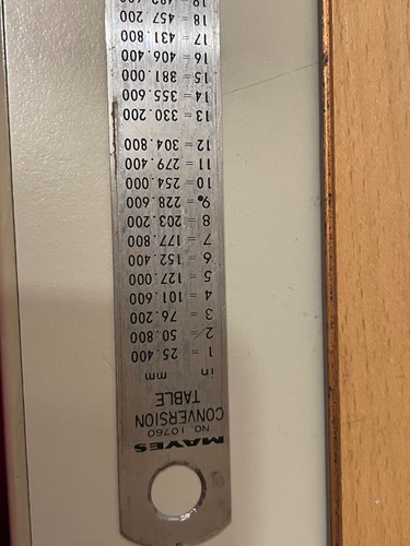stainless steel ruler mayers10760 conversion table vintage inch mm - Picture 3 of 5