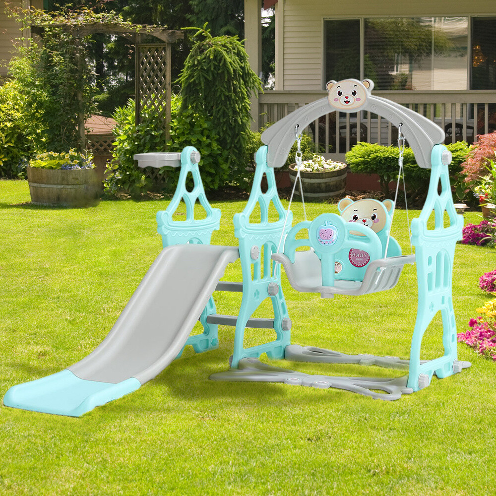 Kids Baby Cartoon Playground Swing Slide Climber Set Indoor Outdoor  Garden Toy