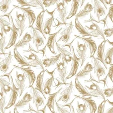 Michael Miller - Magnificent Peacock - Opulent Feather - White, Fabric BTY