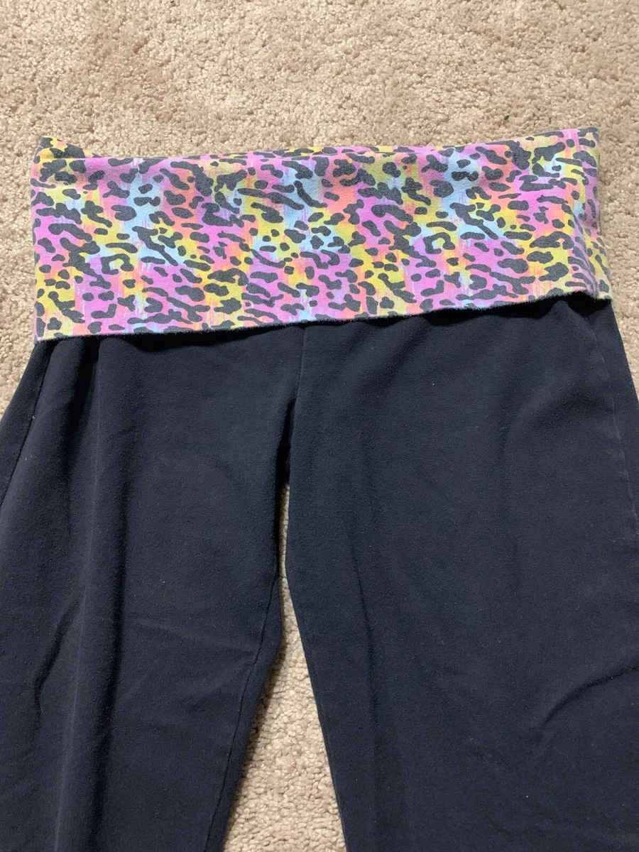 Victoria Secret Pink Yoga Pants Capris Crop Small S Fold Over Leopard Print