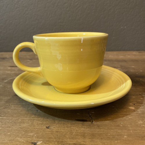 Fiestaware Sunflower Yellow Coffee Tea Cup and Saucer Set Fiesta Homer Laughlin - Picture 2 of 6