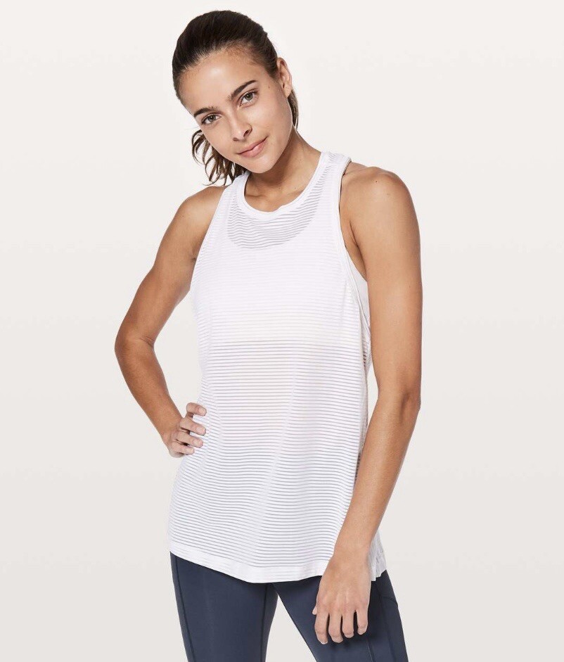 Lululemon Miles Ahead White Split Back Mesh Light… - image 1