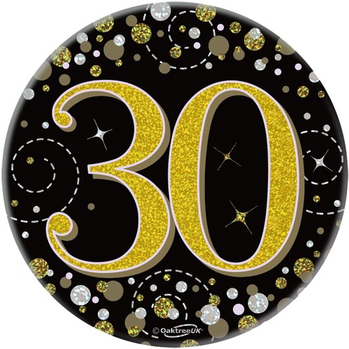 30 cumpleaños Vajilla de fiesta y decoraciones de oro negro brillante efervescente - Imagen 22 de 26