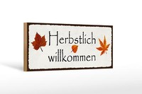 Holzschild Hinweis 27X10 Cm Herbstlich Willkommen Holz Deko Schild Wooden Sign