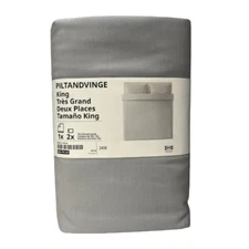 New IKEA PILTANDVINGE King Duvet Cover and Pillowcase Gray 805.791.05