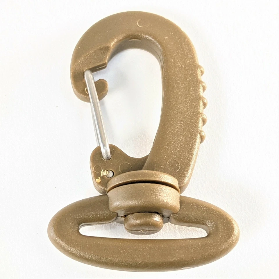 (Paquete de 25) Mosquetón de nailon metálico giratorio/interbloqueante 1" (25 mm) HECHO en EE. UU. Foto 3 de 4