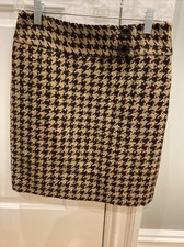 ANN TAYLOR Houndstooth Wool Blend Brown Tan Pencil Skirt Size 4