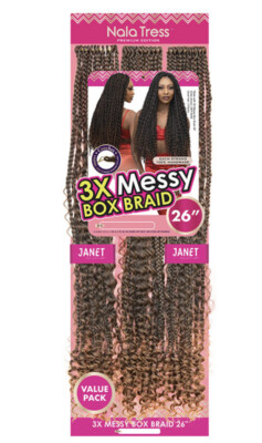 Janet Collection Nala Tress 3X MESSY BOX BRAID Crochet Braid 26inch /OET1B/30