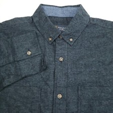 Wallin  Bros Solid Charcoal Gray Long Sleeve Flannel Shirt Mens Size Small
