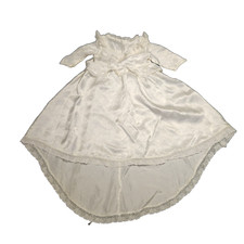 VTG Victorian Doll Christening Dress Silky Long Sleeve White Lace Old Fashioned