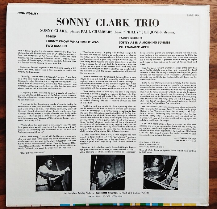 Sonny Clark TRIO LP Blue Note BST 81579 Jazz Japan Stereo paul