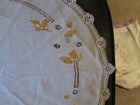 Vintage Oval Doily Embroidered Butterflies and Flowers Crochet Edge 24 1/2 x 21" — photo 4