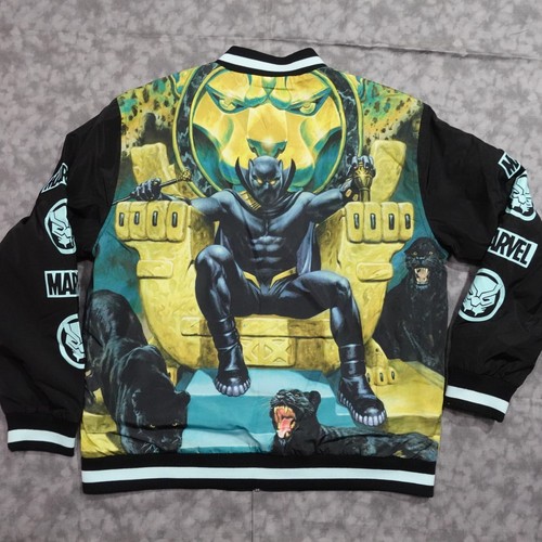 Black Panther Bomber Jacket Size Medium Throne Culture Fly Marvel AOP NWT - Picture 2 of 12