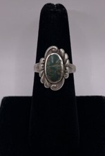 Vintage Navajo Classic Green Turquoise Sterling Silver Ring Size 6.5 4.0g 