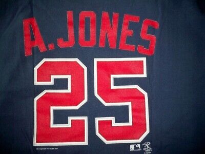 Vintage Atlanta Braves #25 Andruw Jones T-Shirt; Navy w/Red; XL; Lee Sport