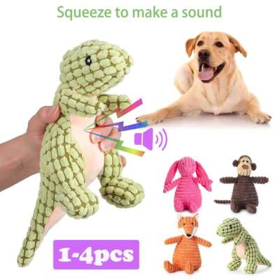 Plush Dog Squeaky Toys Bite Resistant Dogs Chew Toy Puppy Teeth Cleaning  Toys