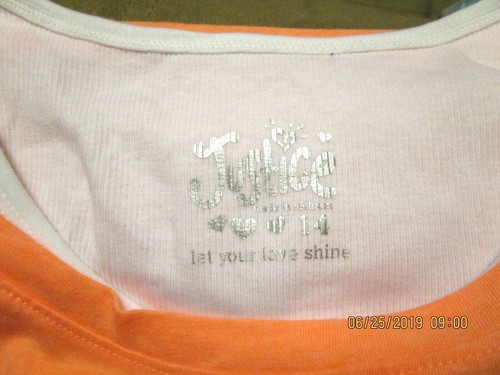 JUSTICE orange 3/4 sleeves top& underneath white ribbed tank top,Sz14 ,NEW - Picture 11 of 11