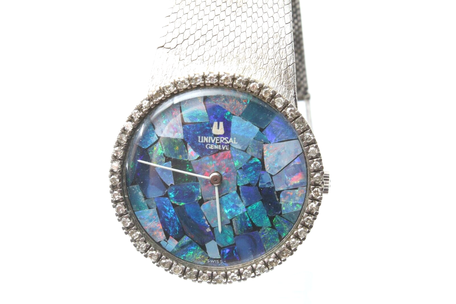 Universal Geneve Mosaic Opal Dial Diamond Bezel Manual Winding Men's Watch