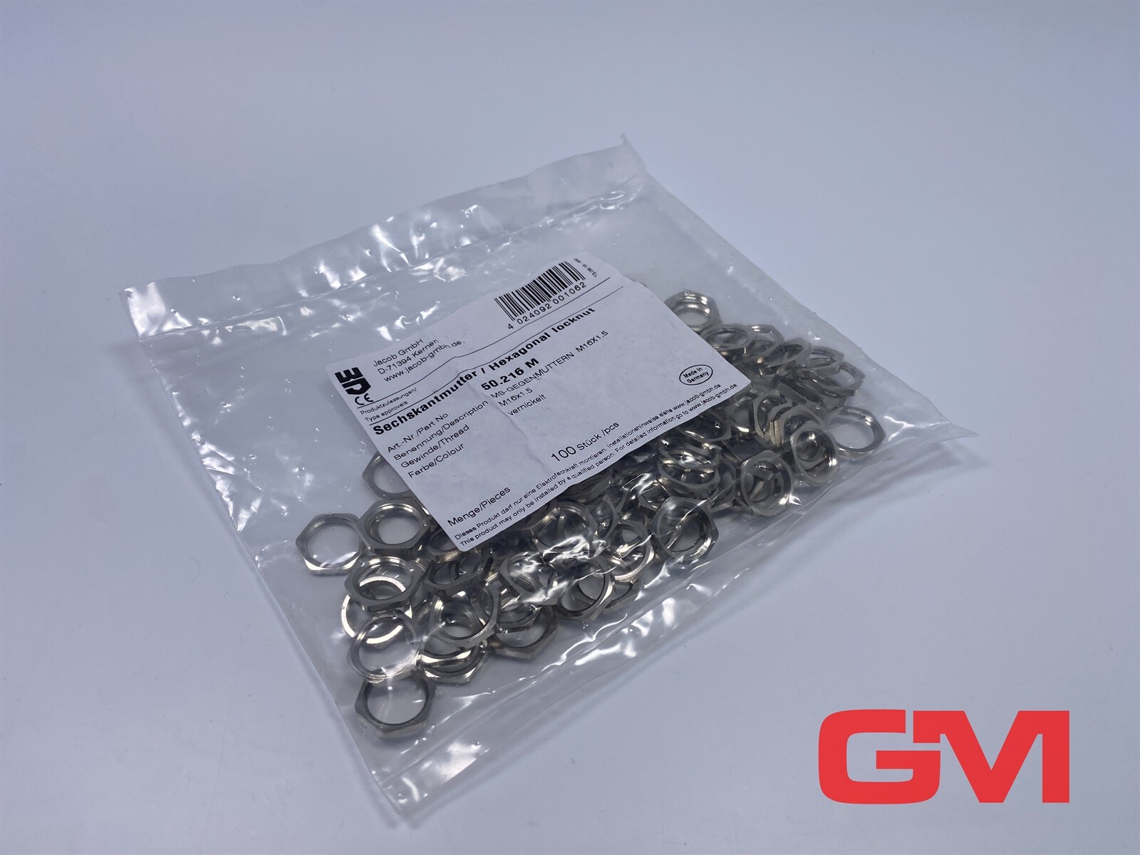 VE 100X Jakob Hexagonal Locknut 50.216 M Hex Nut MS Counter Nut M16X1.5